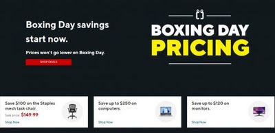 Staples Canada: Boxing Day Savings Start Now
