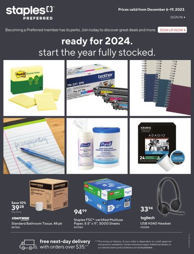 Staples Year End Stock-Up Flyer December 6 to 19