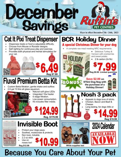 Ruffin's Pet Centre Flyer December 7 to 24
