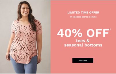 Penningtons Canada Sales: Save 40% off Tees & Seasonal Bottoms + an EXTRA 40% + Additional 25% off Sale Styles with Coupon + FREE Shipping on All Orders Sitewide
