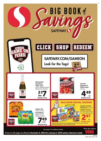 Safeway (CA) Weekly Ad Flyer Specials December 6 to January 2, 2024