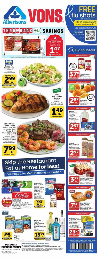 Vons (CA) Weekly Ad Flyer Specials December 6 to December 12, 2023