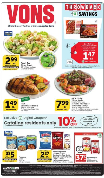 Vons (CA) Weekly Ad Flyer Specials December 6 to December 12, 2023