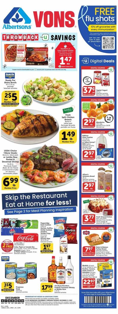 Vons (CA) Weekly Ad Flyer Specials December 6 to December 12, 2023