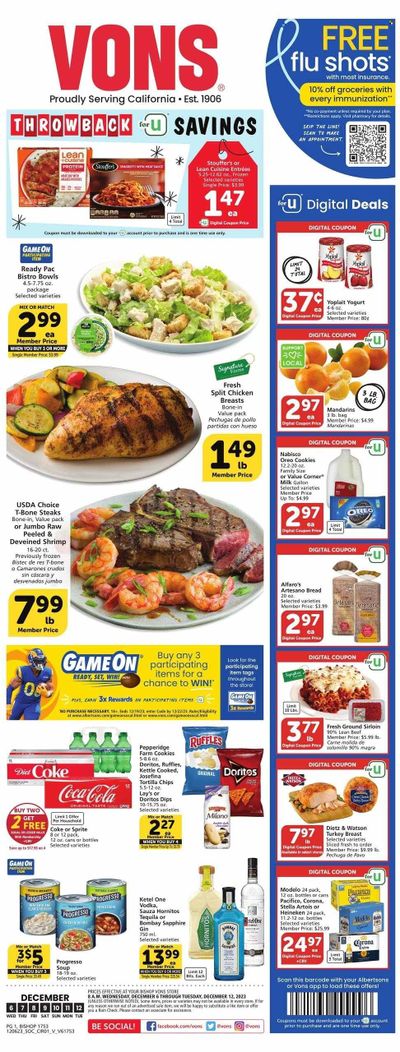 Vons (CA) Weekly Ad Flyer Specials December 6 to December 12, 2023