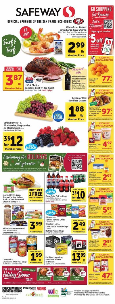 Vons (CA) Weekly Ad Flyer Specials December 6 to December 12, 2023