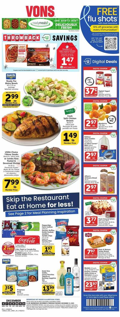 Vons (CA) Weekly Ad Flyer Specials December 6 to December 12, 2023