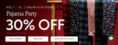 Roots Canada: Save 30% on Pajamas + Sale Styles