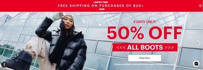 Ardene Canada: 50% off Boots + Free Shipping on Order of $20 or More + More