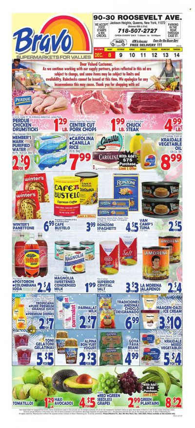 Bravo Supermarkets (CT, FL, MA, NJ, NY, PA) Weekly Ad Flyer Specials December 8 to December 14, 2023