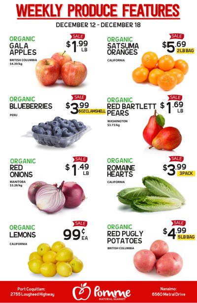 Pomme Natural Market Weekly Produce Flyer December 12 to 18