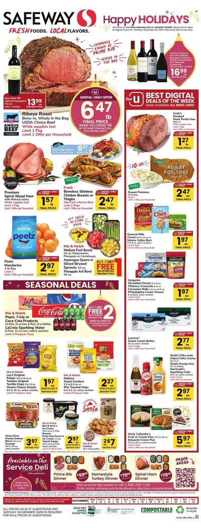 Safeway (SD) Weekly Ad Flyer Specials December 13 to December 25, 2023