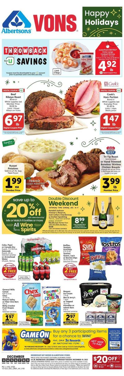 Vons (CA) Weekly Ad Flyer Specials December 13 to December 19, 2023