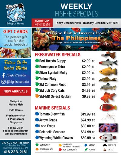 Big Al's (North York) Weekly Specials December 15 to 21 Big Al's (North York) Weekly Specials December 15 to 21