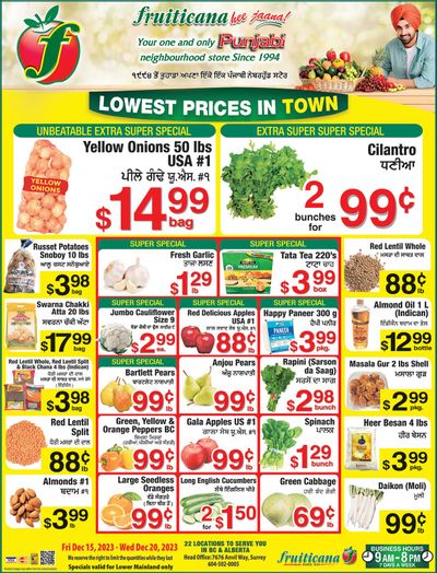 Fruiticana (Greater Vancouver) Flyer December 15 to 20