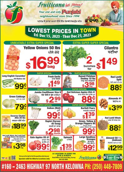 Fruiticana (Kelowna) Flyer December 15 to 21
