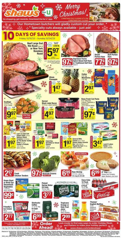 Shaw’s (MA, ME, NH, RI, VT) Weekly Ad Flyer Specials December 15 to December 24, 2023