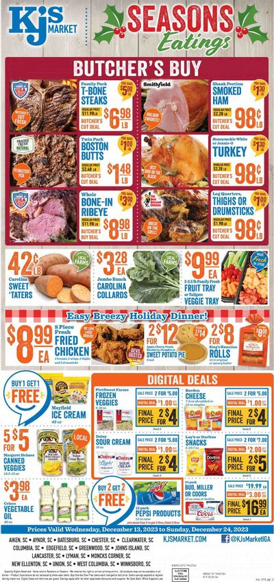 KJ´s Market (GA, SC) Weekly Ad Flyer Specials December 13 to December 24, 2023