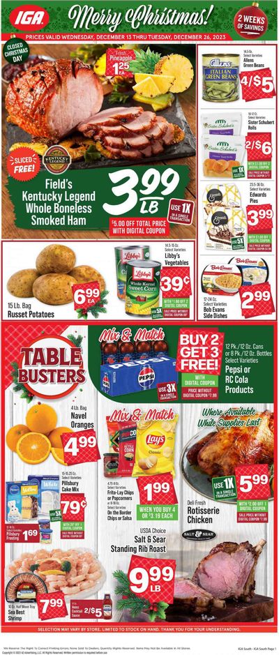 IGA (KY) Weekly Ad Flyer Specials December 13 to December 19, 2023