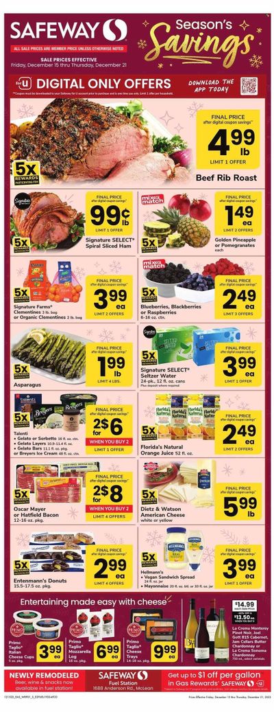 Safeway (VA) Weekly Ad Flyer Specials December 15 to December 21, 2023