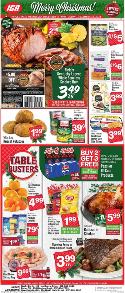 IGA (OH) Weekly Ad Flyer Specials December 13 to December 19, 2023
