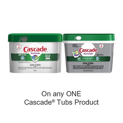 Save $3.00 when you buy any ONE CascadeTubs Product (excludes trial/travel size, value/gift/bonus packs)