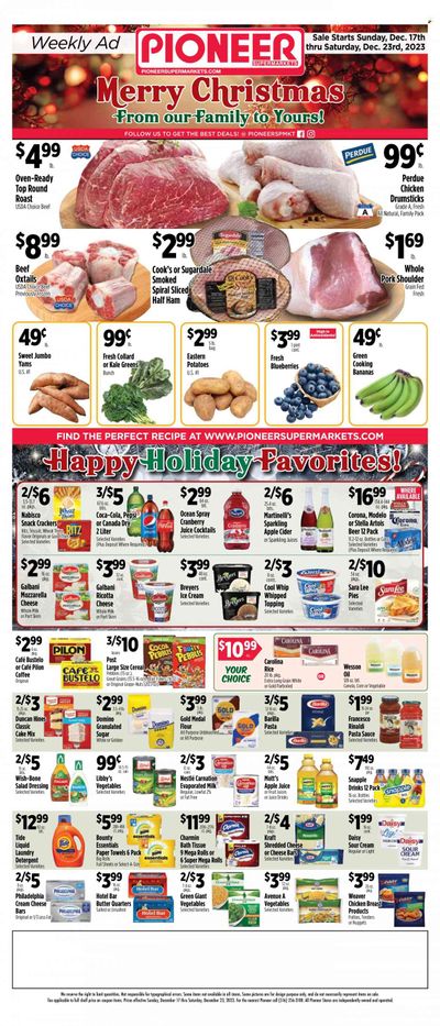 Pioneer Supermarkets (NJ, NY) Weekly Ad Flyer Specials December 17 to December 23, 2023