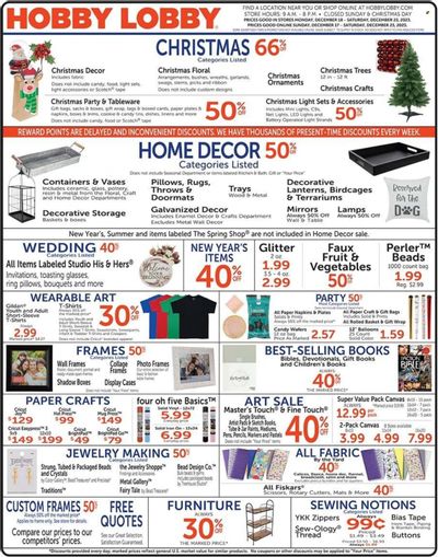 Hobby Lobby Weekly Ad Flyer Specials December 17 to December 23, 2023
