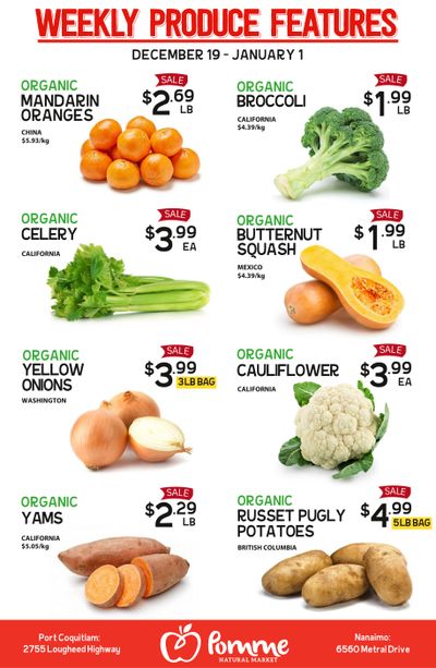 Pomme Natural Market Weekly Produce Flyer December 19 to January 1