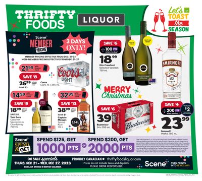 Thrifty Foods Liquor Flyer December 21 to 27