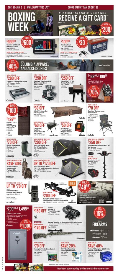 Cabela's Boxing Week Flyer December 26 to January 3