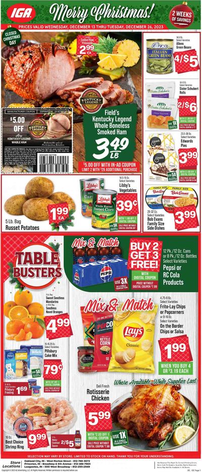 IGA (IN) Weekly Ad Flyer Specials December 20 to December 26, 2023