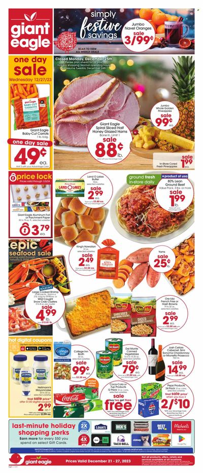 Giant Eagle (OH) Weekly Ad Flyer Specials December 21 to December 27, 2023