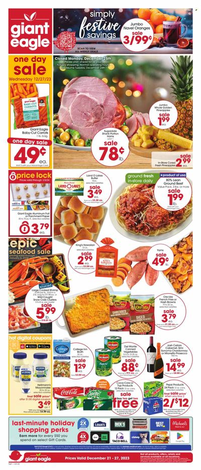 Giant Eagle (OH) Weekly Ad Flyer Specials December 21 to December 27, 2023