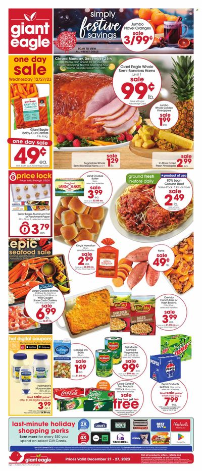 Giant Eagle (PA) Weekly Ad Flyer Specials December 21 to December 27, 2023