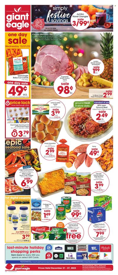 Giant Eagle (PA) Weekly Ad Flyer Specials December 21 to December 27, 2023