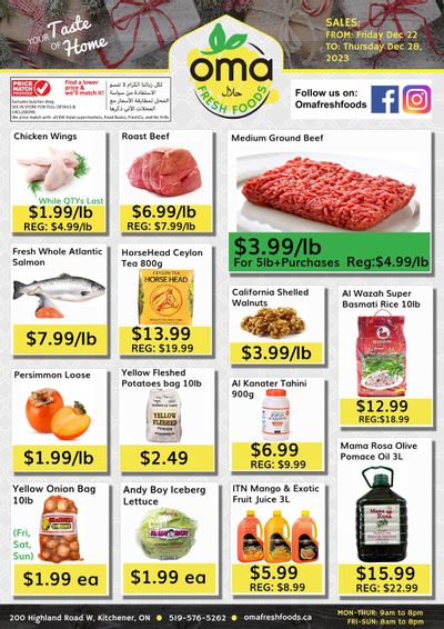 Oma Fresh Foods Flyer December 22 to 28