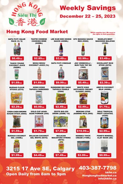 Hong Kong Food Market Flyer December 22 to 25