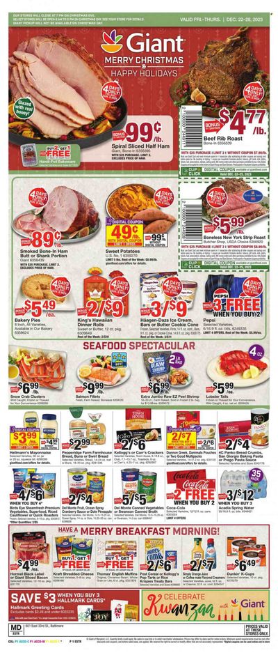 Giant Food (DE, MD, VA) Weekly Ad Flyer Specials December 22 to December 28, 2023