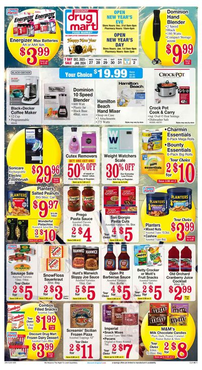 Discount Drug Mart (OH) Weekly Ad Flyer Specials December 27 to January 2, 2024