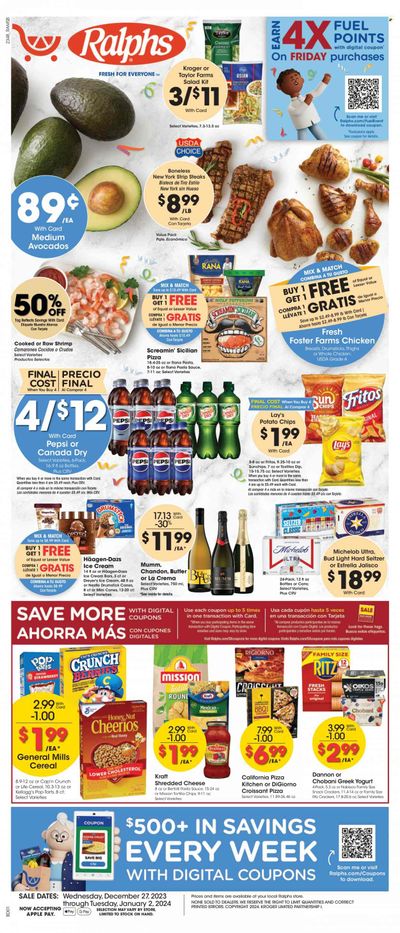 Ralphs (CA) Weekly Ad Flyer Specials December 27 to January 2, 2024