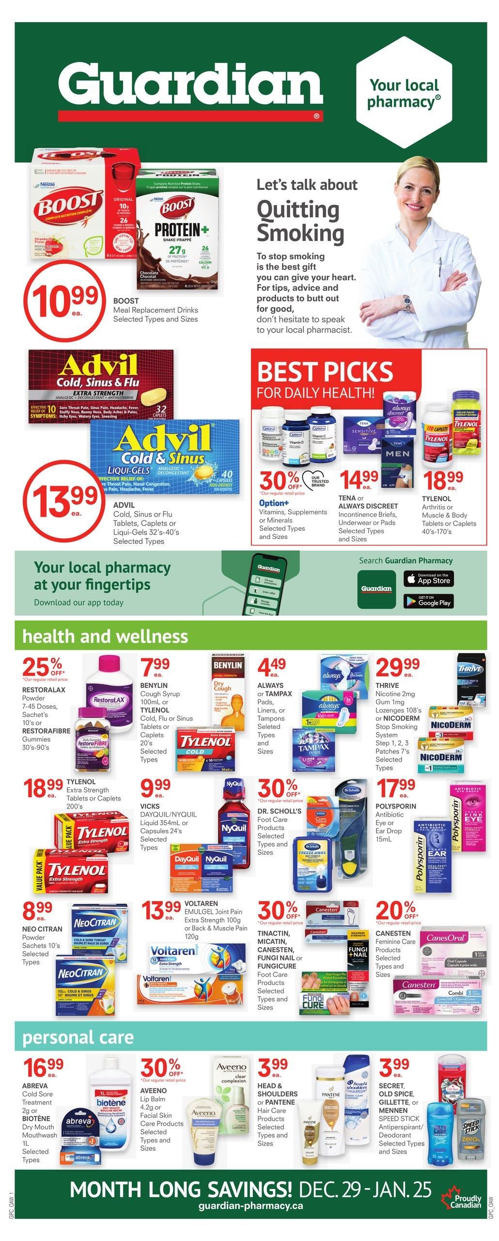 Guardian Pharmacy Monthly Flyer December 29 to January 25