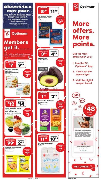 Loblaws Ontario PC Optimum Offers and Flyer Deals December 28th to January 3rd