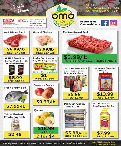 Oma Fresh Foods Flyer December 29 to January 4