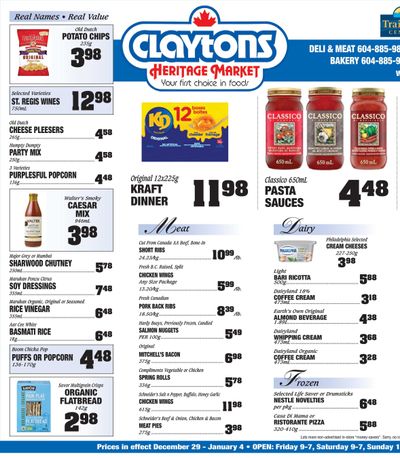 Claytons Heritage Market Flyer December 29 to January 4