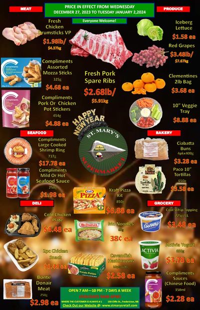 St. Mary's Supermarket Flyer December 27 to January 2