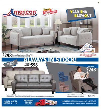 American Furniture Warehouse (AZ, CO, TX) Weekly Ad Flyer Specials December 24 to January 7, 2024
