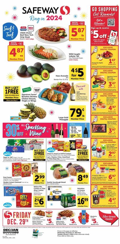 Safeway (HI) Weekly Ad Flyer Specials December 27 to January 2, 2024