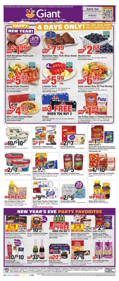 Giant Food (DE, MD, VA) Weekly Ad Flyer Specials December 29 to January 4, 2024