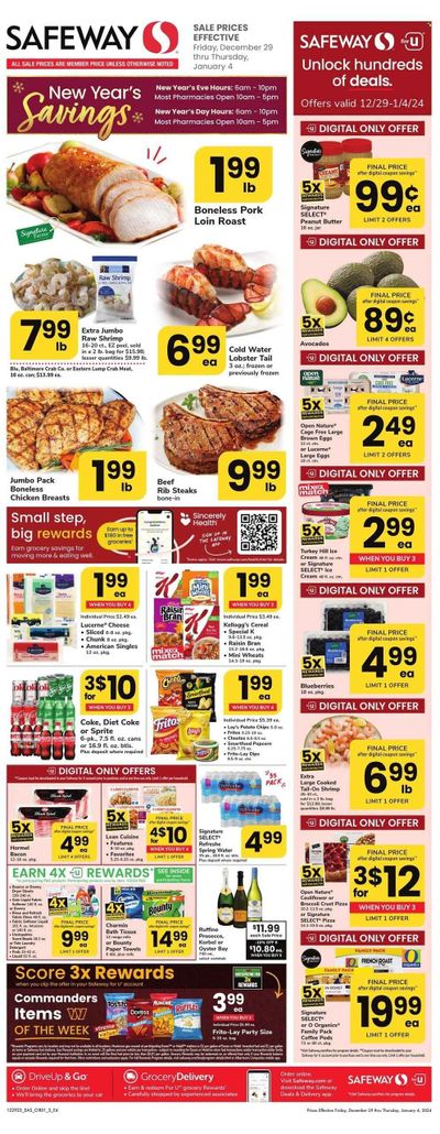 Safeway (DC) Weekly Ad Flyer Specials December 29 to January 4, 2024